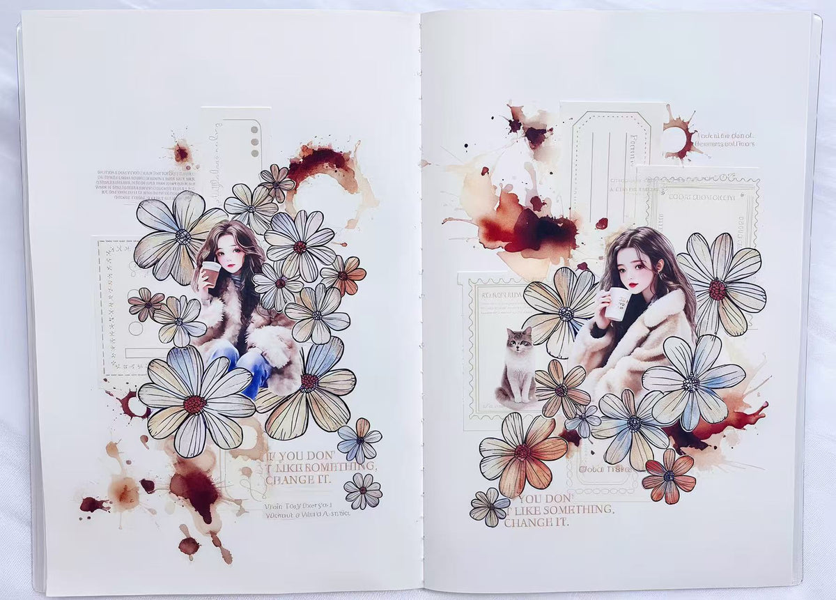 Sketch Style Wild Flower Die‑Cut PET Tape