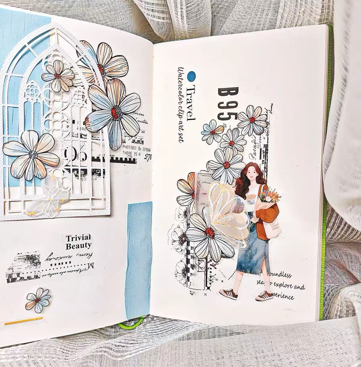 Sketch Style Wild Flower Die‑Cut PET Tape