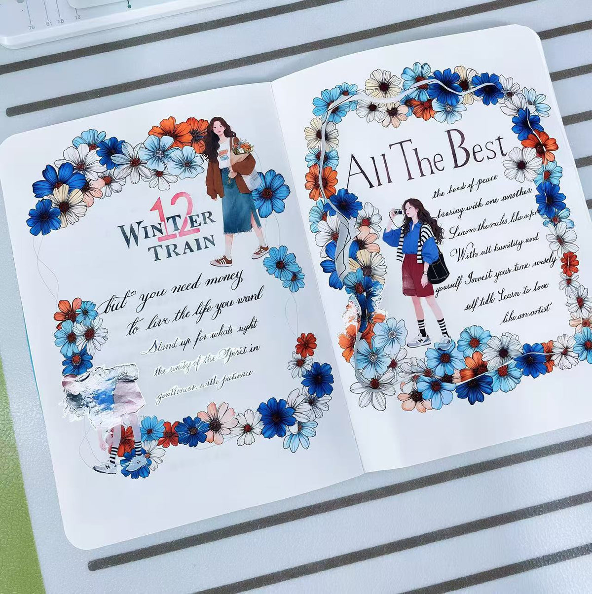 Blue Orange Mixed Daisy Flower Die‑Cut PET Tape