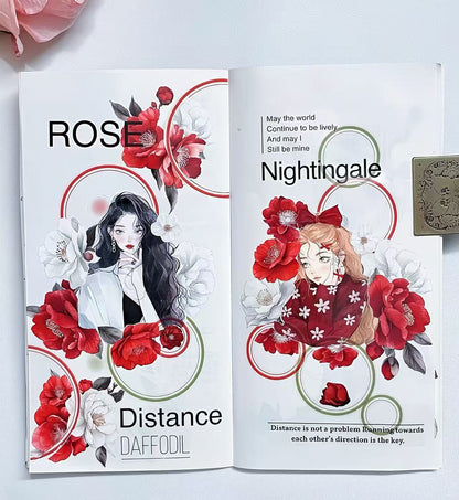 Red White Camellia Floral Die‑Cut PET Tape