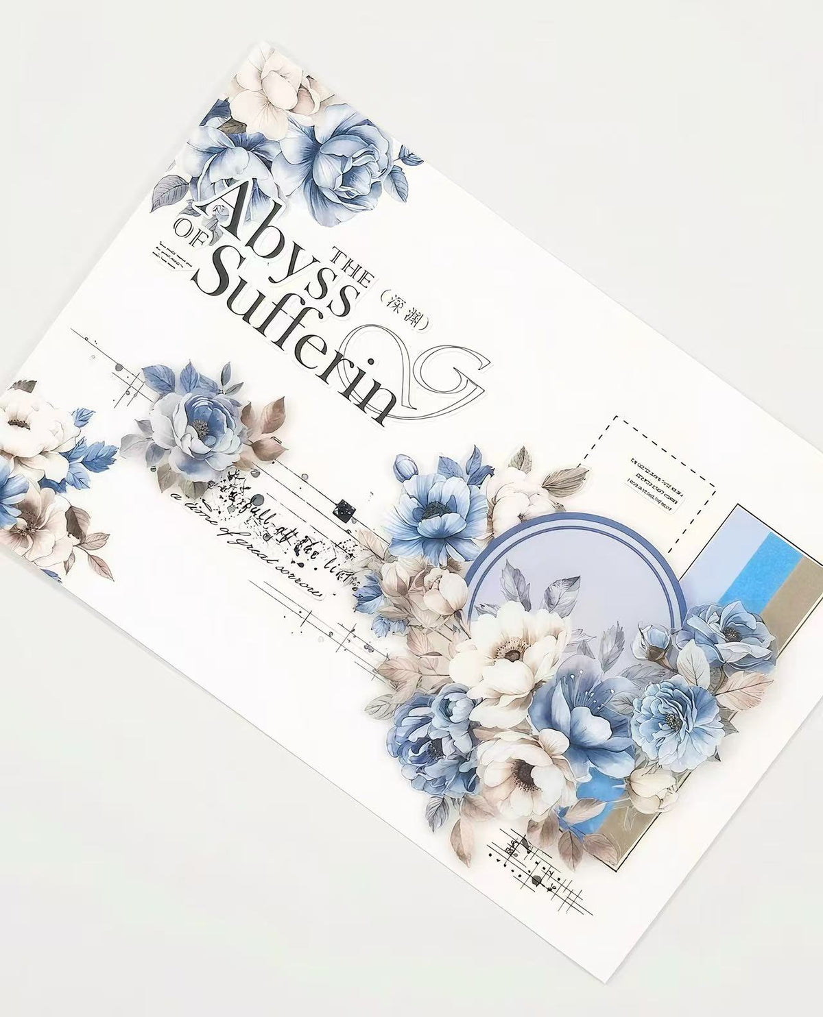 Elegant Blue White Floral Die‑Cut PET Tape