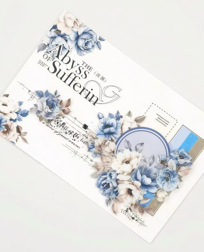 Elegant Blue White Floral Die‑Cut PET Tape