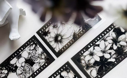Black Background Flower Die‑Cut PET Tape