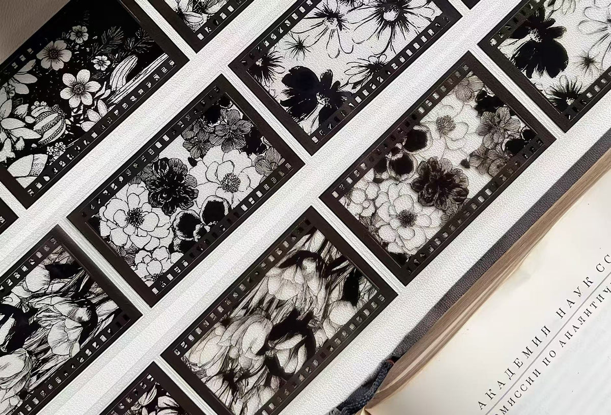 Black Background Flower Die‑Cut PET Tape