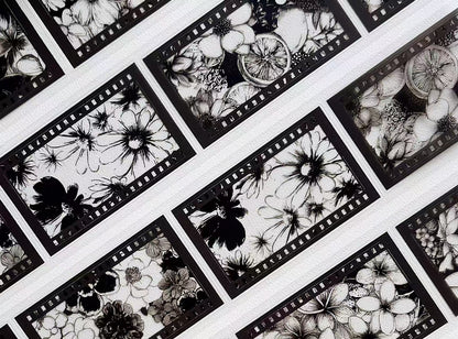 Black Background Flower Die‑Cut PET Tape