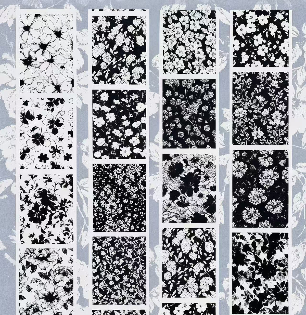 Black Background Flower Die‑Cut PET Tape