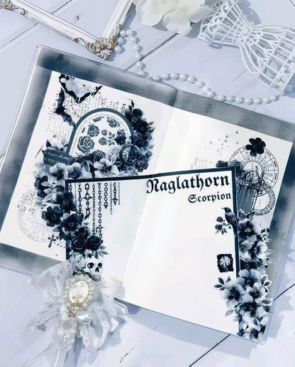 Black White Watercolor Wild Flower Die‑Cut PET Tape