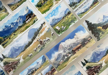 Highland Snow Mountain Landscape Die‑Cut PET Tape