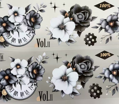 Gothic Floral Time Die‑Cut PET Tape