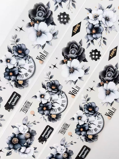 Gothic Floral Time Die‑Cut PET Tape
