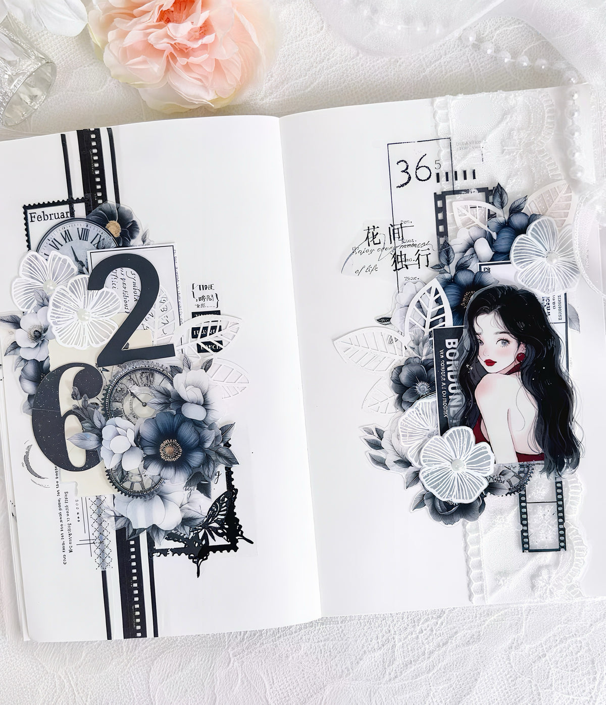 Gothic Floral Time Die‑Cut PET Tape