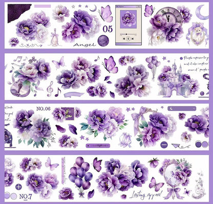 Dreamy Purple Peony Fantasy Journal Die‑Cut PET Tape