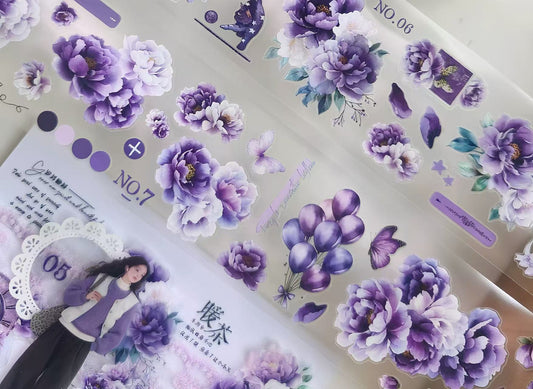 Dreamy Purple Peony Fantasy Journal Die‑Cut PET Tape