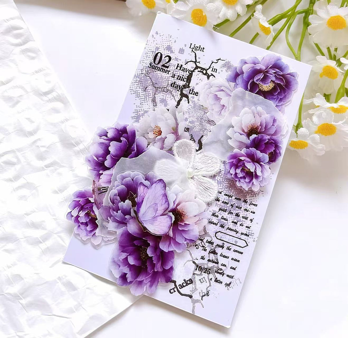 Dreamy Purple Peony Fantasy Journal Die‑Cut PET Tape