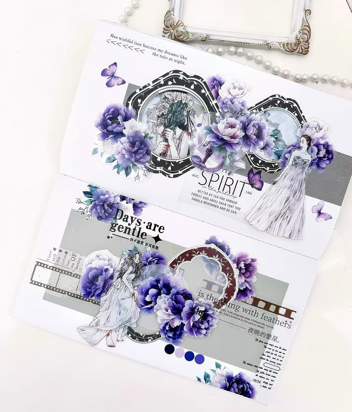 Dreamy Purple Peony Fantasy Journal Die‑Cut PET Tape