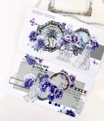Dreamy Purple Peony Fantasy Journal Die‑Cut PET Tape