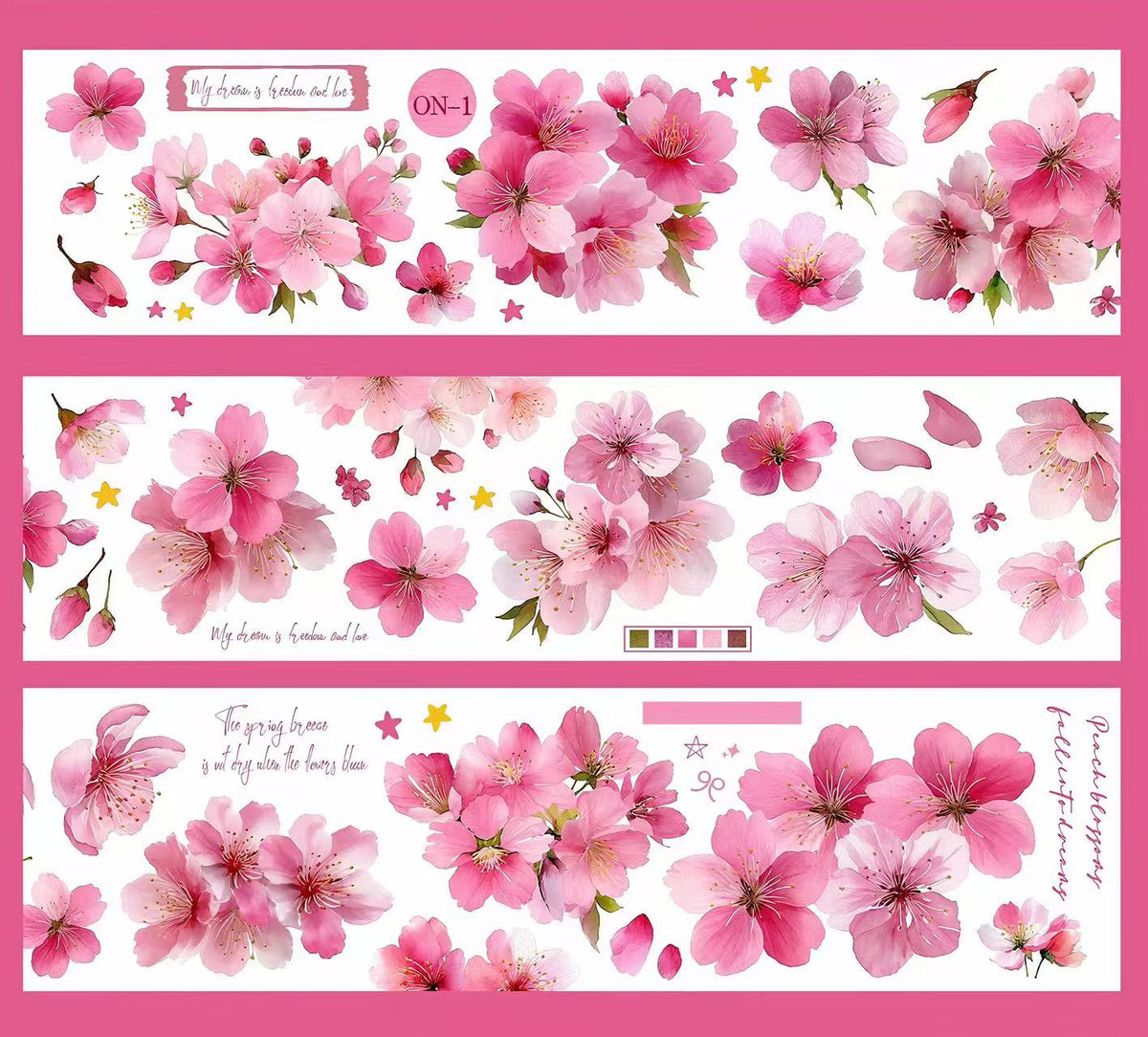 Spring Pink Cherry Blossom Die‑Cut PET Tape