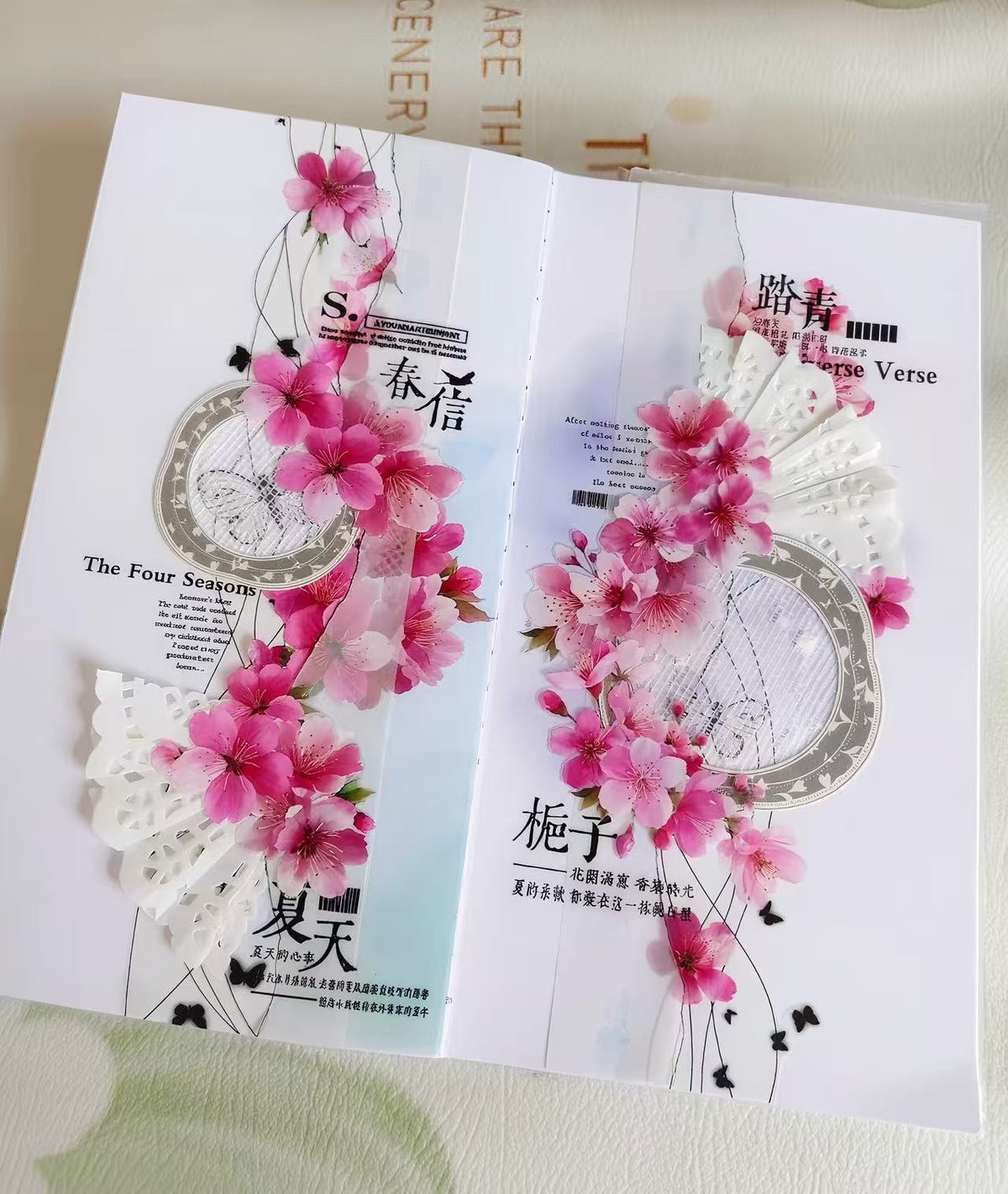 Spring Pink Cherry Blossom Die‑Cut PET Tape