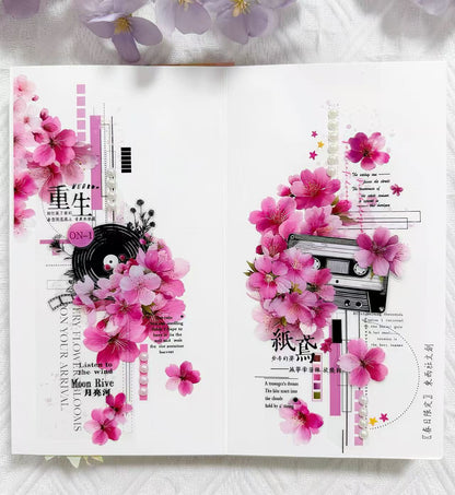 Spring Pink Cherry Blossom Die‑Cut PET Tape