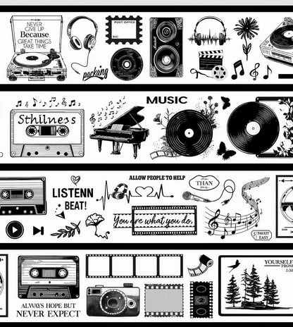 Retro Record Cassette Music Film Element Die‑Cut PET Tape