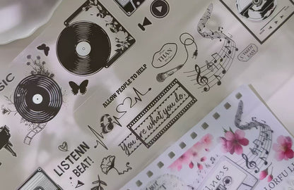 Retro Record Cassette Music Film Element Die‑Cut PET Tape