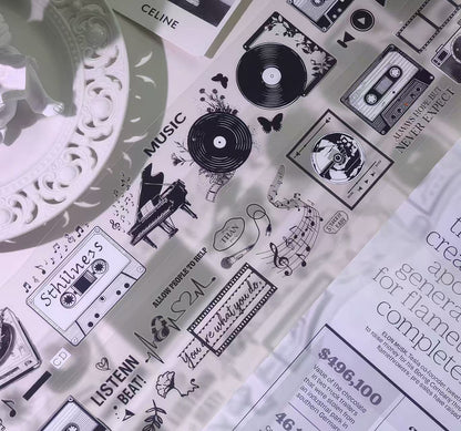 Retro Record Cassette Music Film Element Die‑Cut PET Tape
