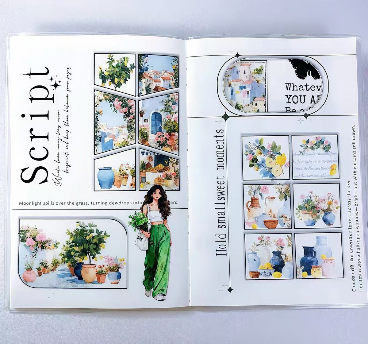 Coastal Harbour Floral Street Scene Die‑Cut PET Tape