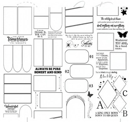 Black Line Journal Frame Die‑Cut PET Tape