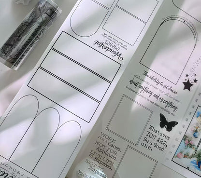Black Line Journal Frame Die‑Cut PET Tape
