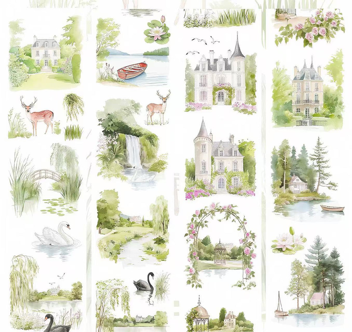 Country Lakeside Scenery Die‑Cut PET Tape