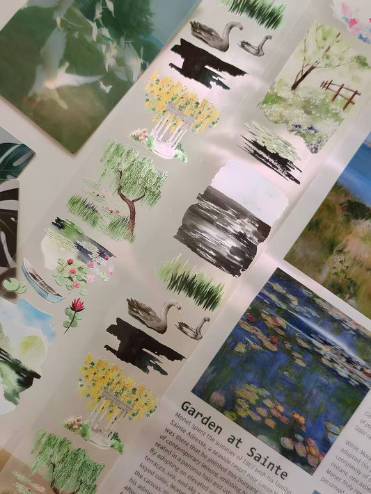 Country Lakeside Scenery Die‑Cut PET Tape