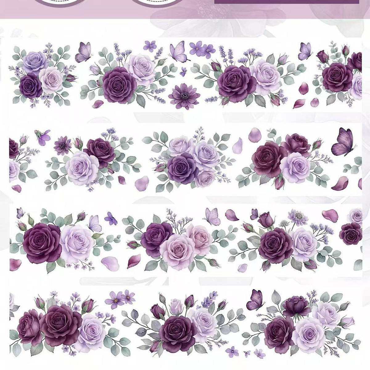 Purple Rose Butterfly Die‑Cut PET Tape