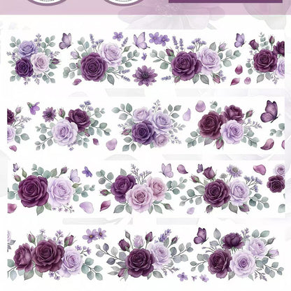 Purple Rose Butterfly Die‑Cut PET Tape