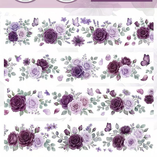Purple Rose Butterfly Die‑Cut PET Tape
