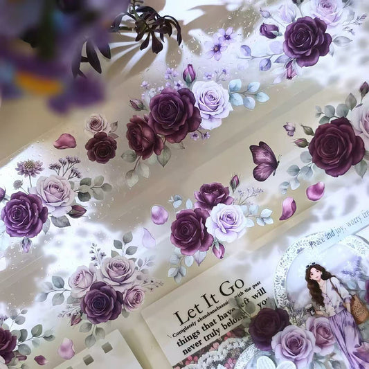 Purple Rose Butterfly Die‑Cut PET Tape