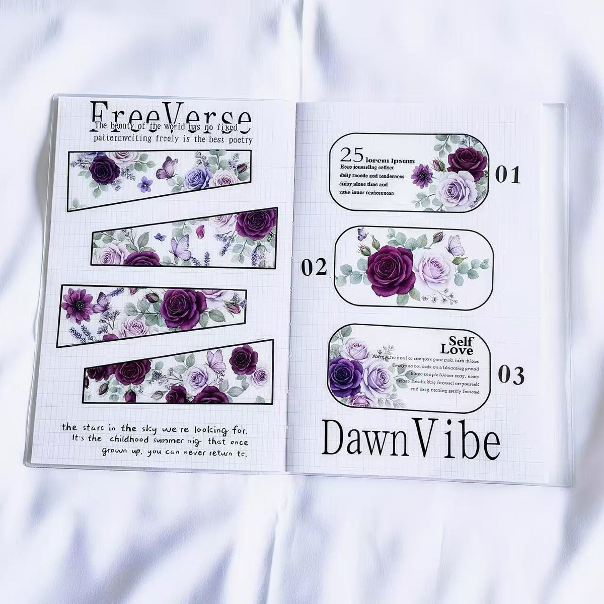 Purple Rose Butterfly Die‑Cut PET Tape