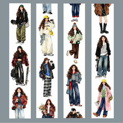 Trendy Casual Girls Character Die‑Cut PET Tape