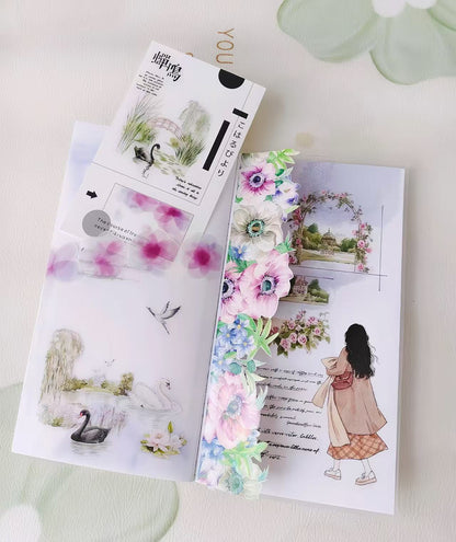 Trendy Casual Girls Character Die‑Cut PET Tape