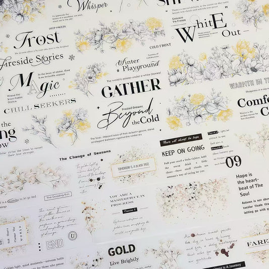 Frost Winter Flower Script Die‑Cut PET Tape