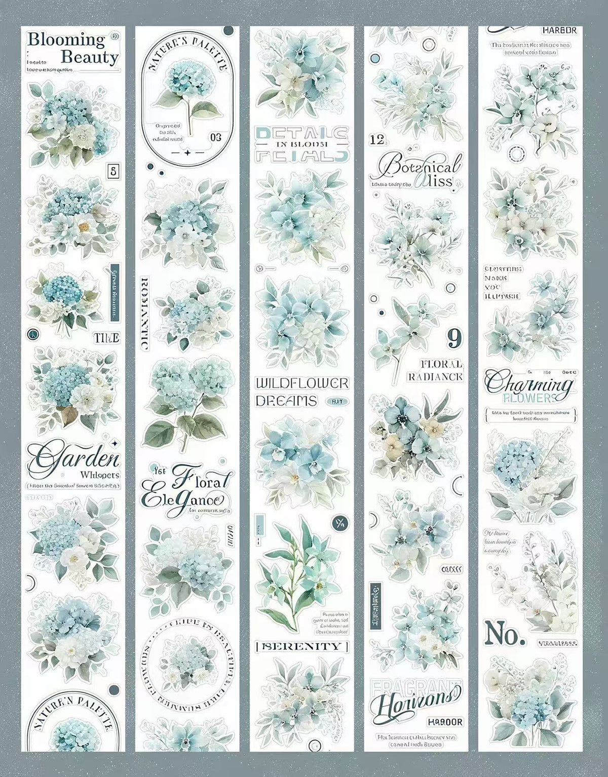 Light Blue Hydrangea Floral Washi Tape