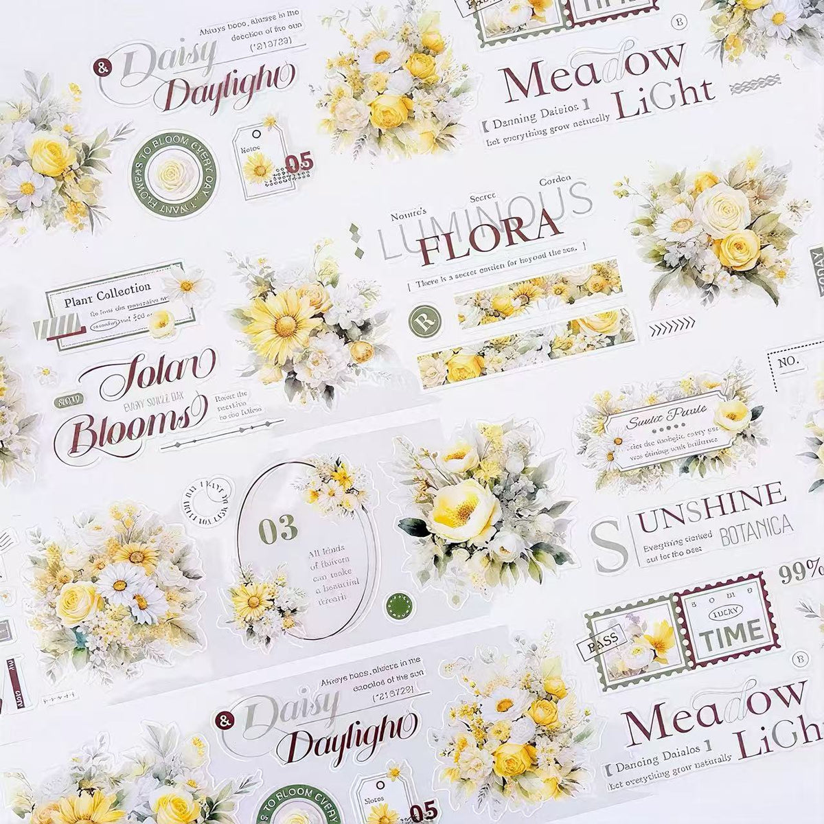 Yellow White Daisy Rose Die‑Cut PET Tape