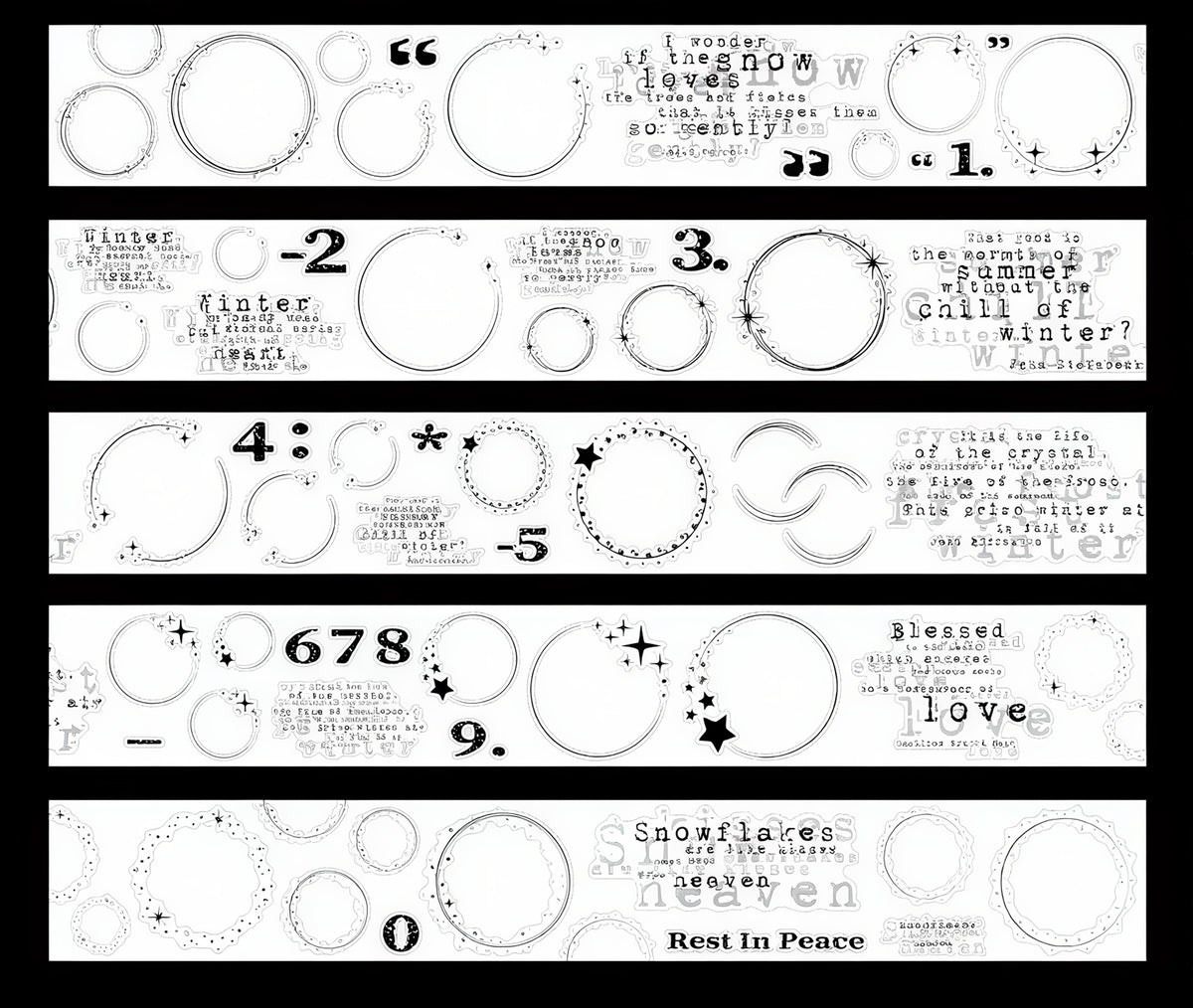 Outline Circle Number Text Die‑Cut PET Tape