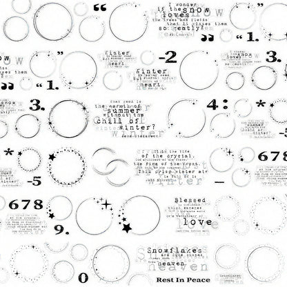 Outline Circle Number Text Die‑Cut PET Tape