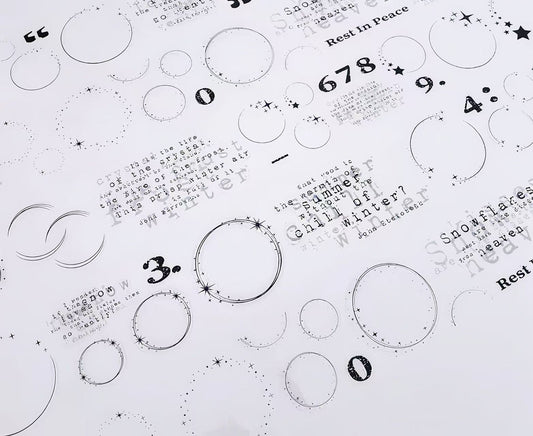Outline Circle Number Text Die‑Cut PET Tape