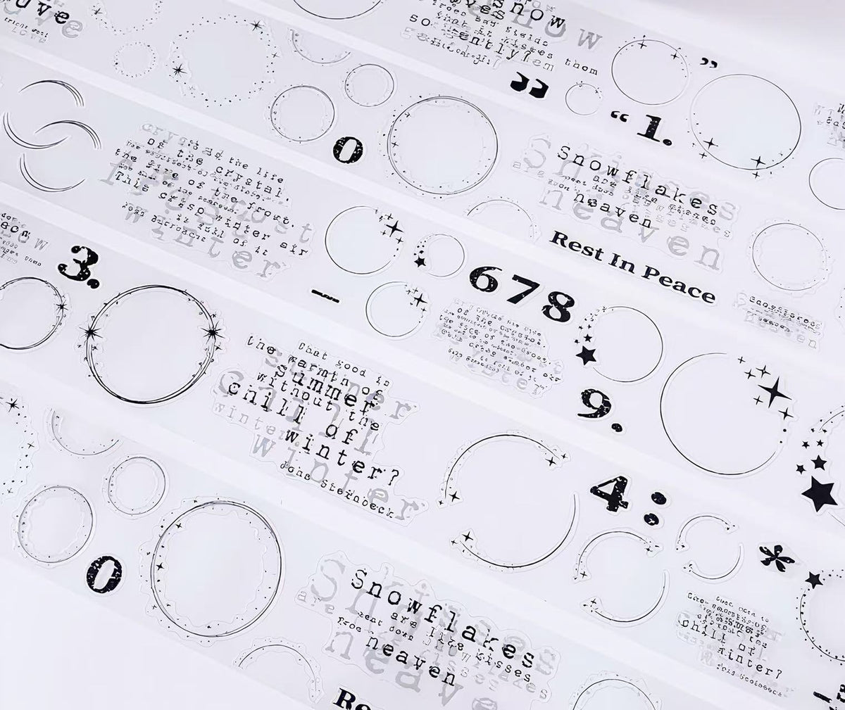Outline Circle Number Text Die‑Cut PET Tape