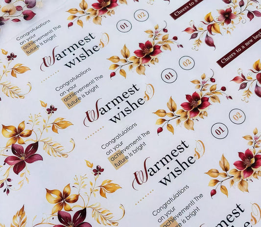 Burgundy Warm Floral Greeting Script Washi Tape