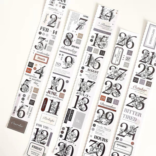 Vintage Text & Date PET Decor Tape