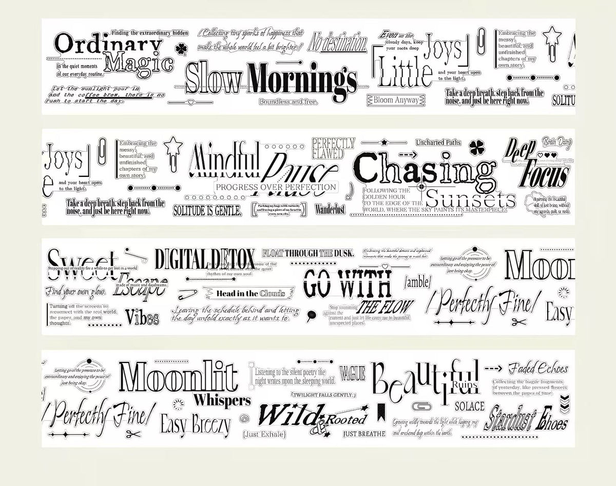 Aesthetic Journal Slogan Die‑Cut PET Tape