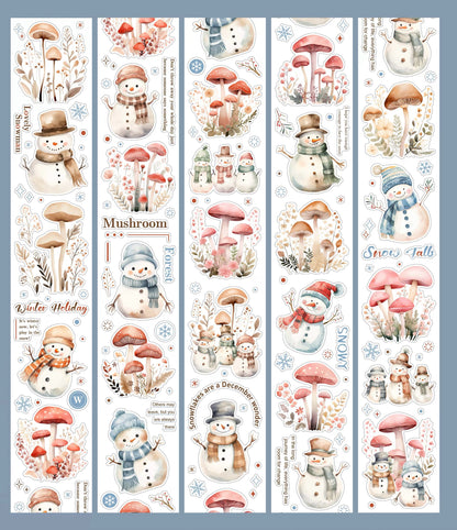 Winter Snowman Mushroom Die‑Cut PET Tape
