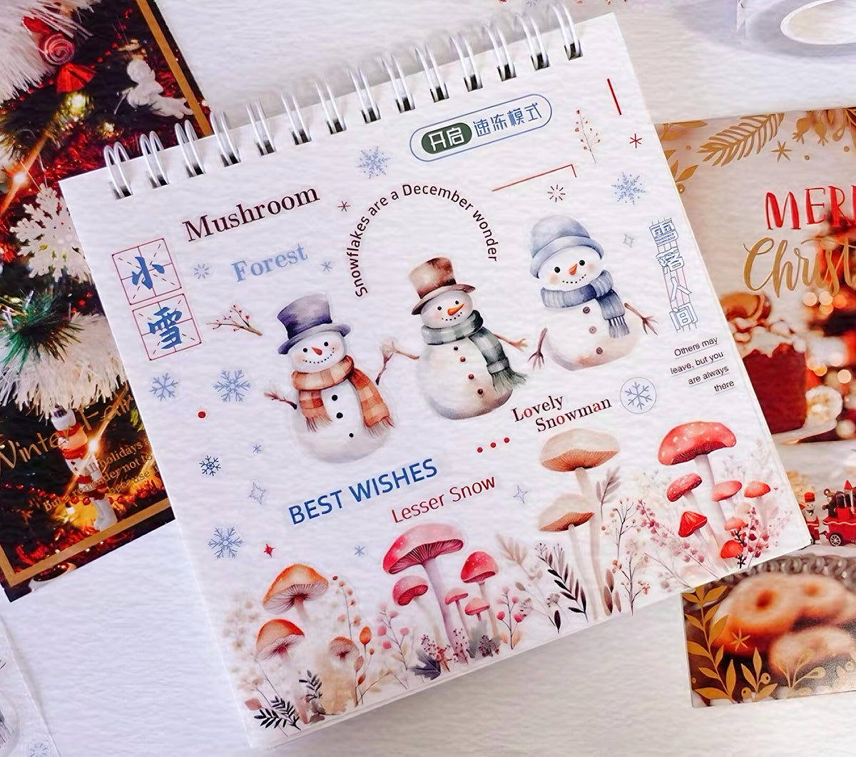 Winter Snowman Mushroom Die‑Cut PET Tape